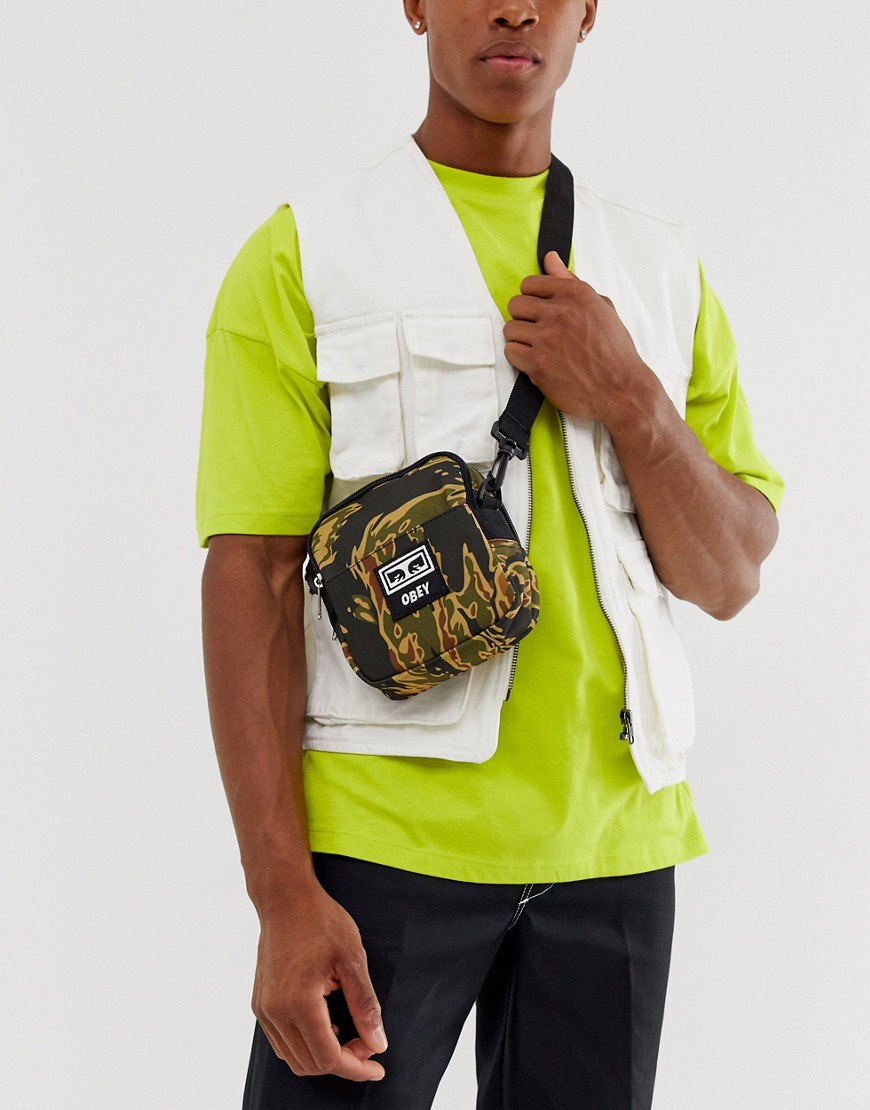 Obey Drop Out tiger camo traveller bag in green