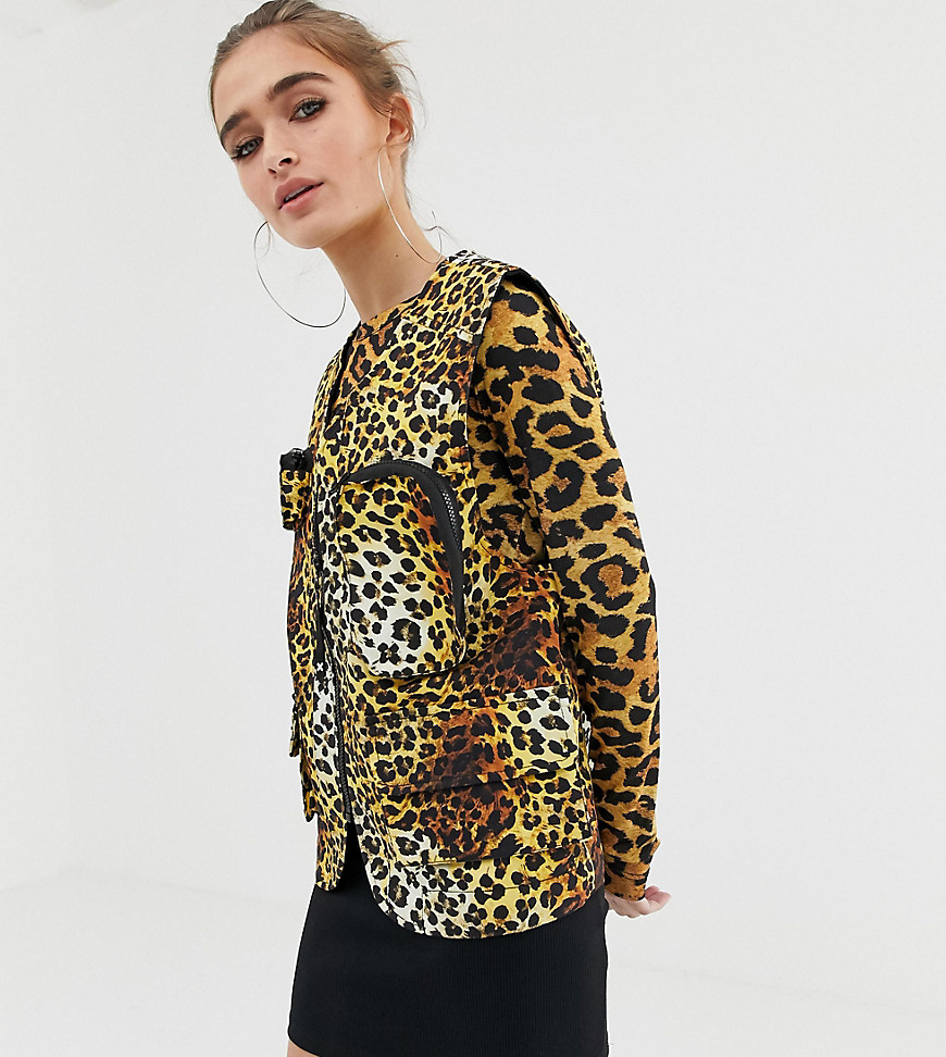 COLLUSION Petite leopard print sleeveless utility gilet