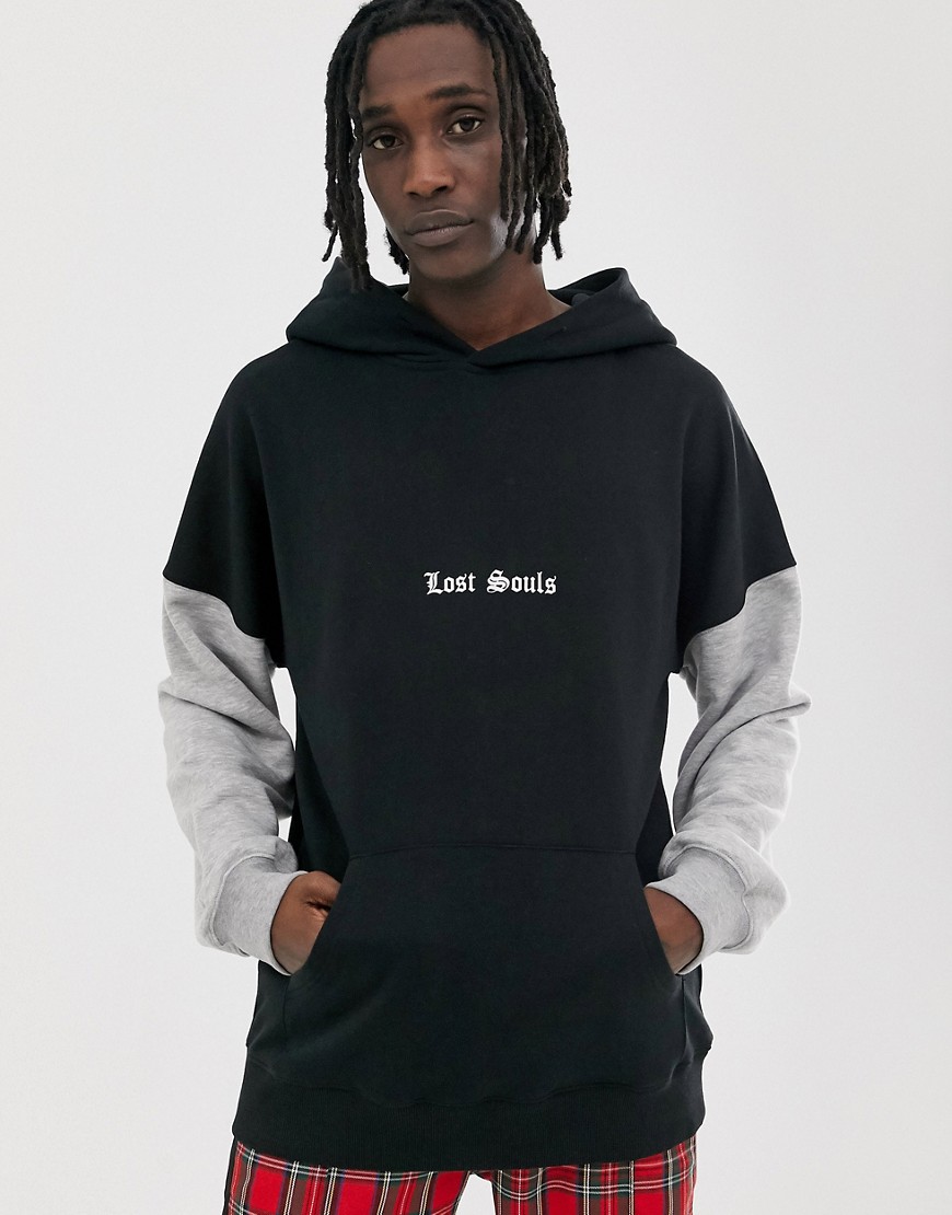 CRL By Corella hoodie in black with contrast grey sleeves