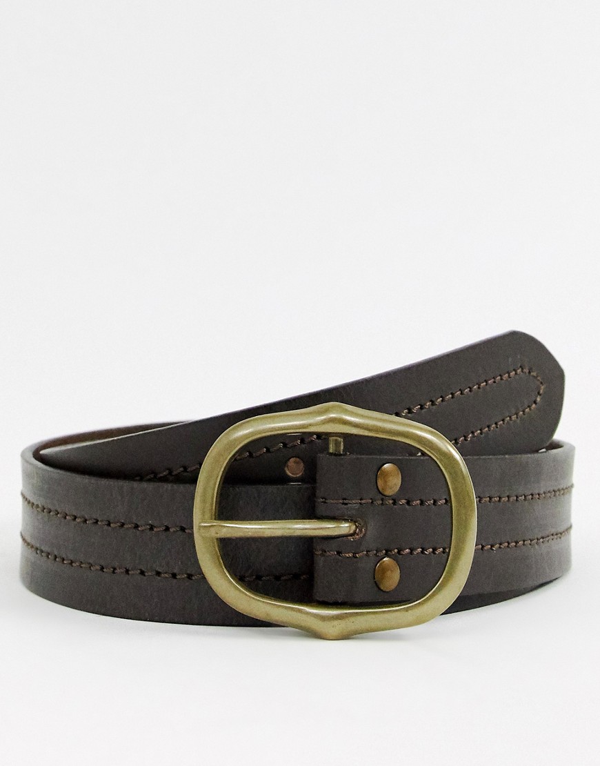 New Look leather belt with oval buckle in brown