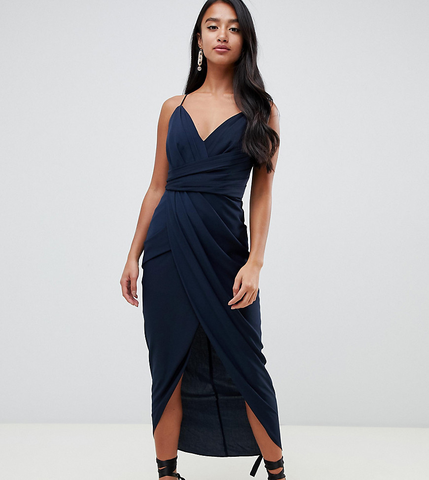 Forever New Petite wrap maxi dress in navy