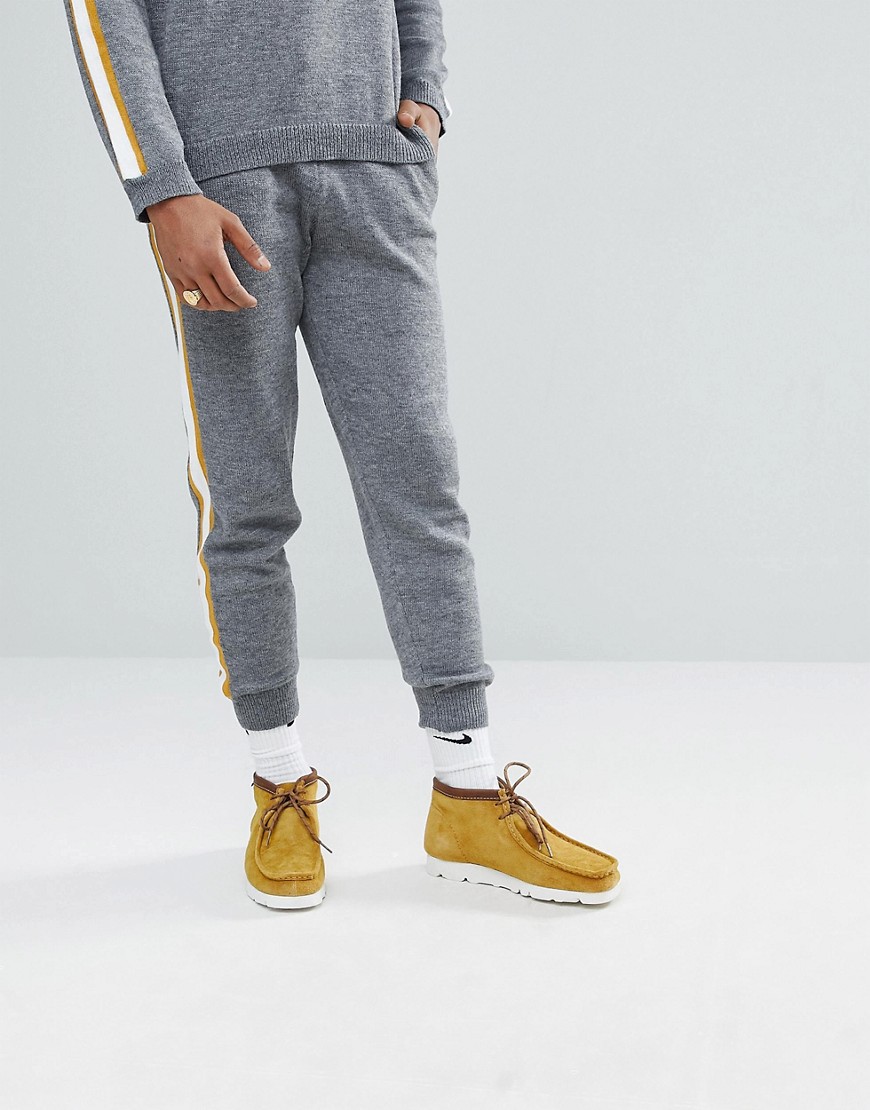 ASOS Knitted Co-ord Joggers With Side Stripe In Grey - Grey