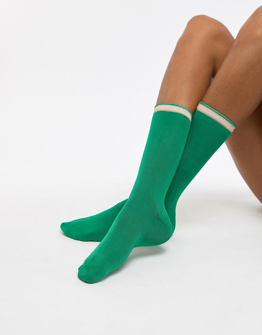 Носки с отделкой металлик Custommade - Зеленый Custom Made 