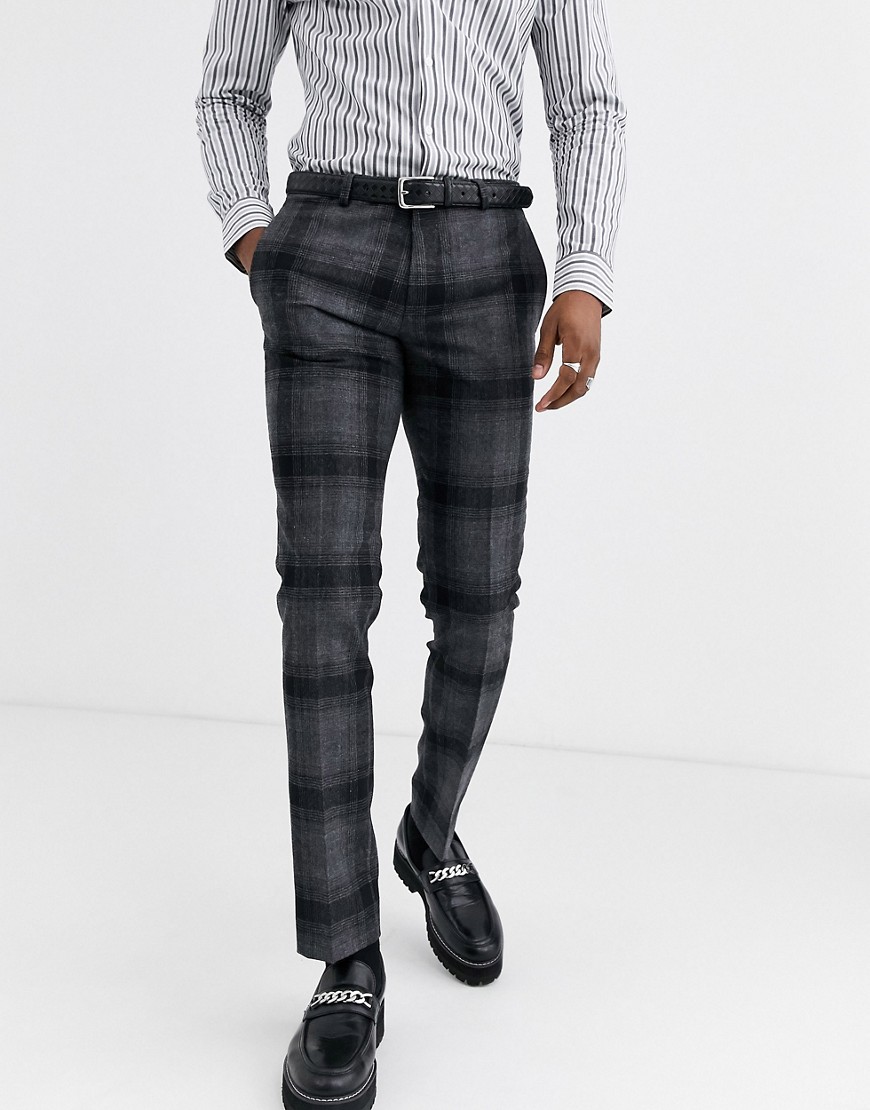 Twisted Tailor super skinny fit suit trousers in wide grey check