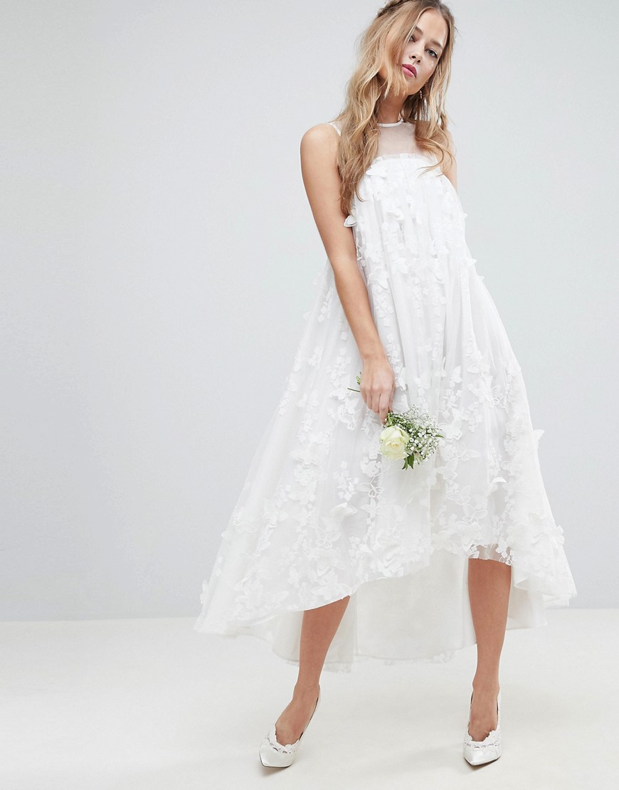 ASOS EDITION 3D Flower Midi Trapeze Wedding Dress