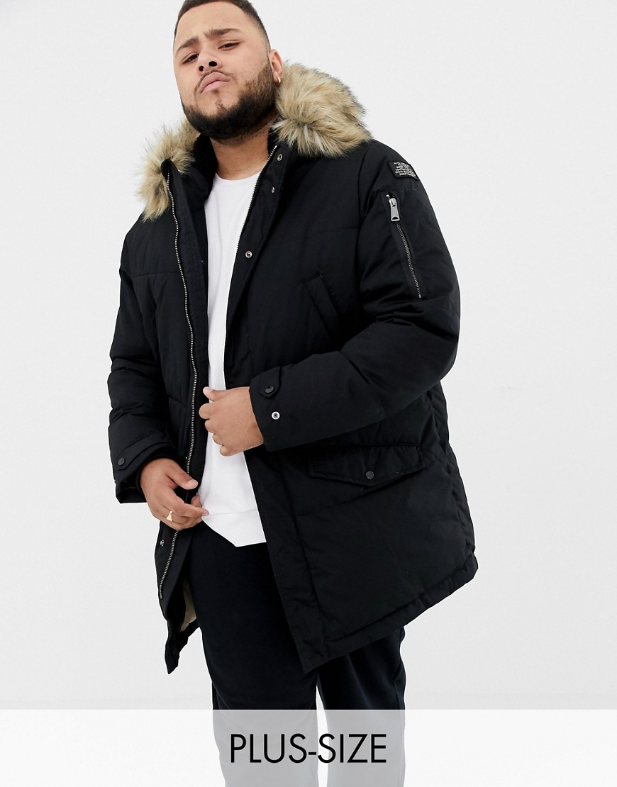 schott padded jacket with hood lining and faux fur collar