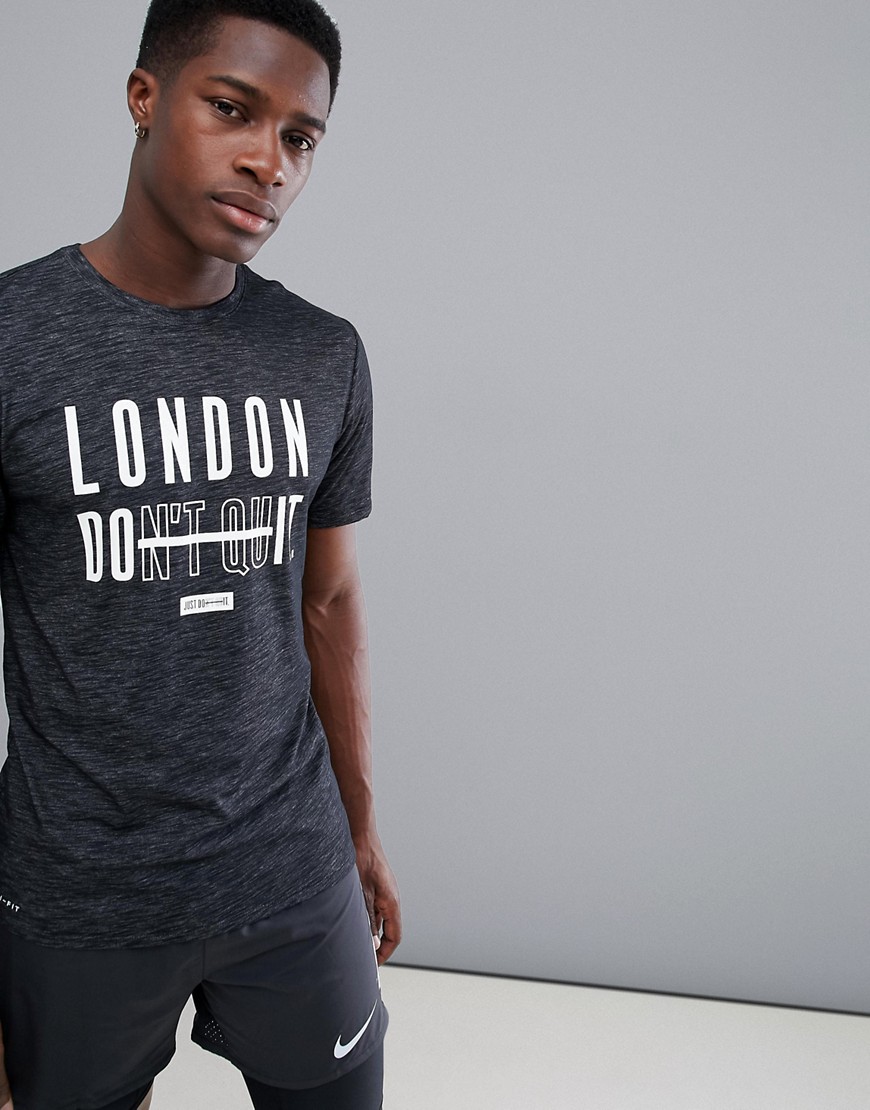 Nike Training London Do It T-Shirt In Black Marl AQ1063-010 - Black