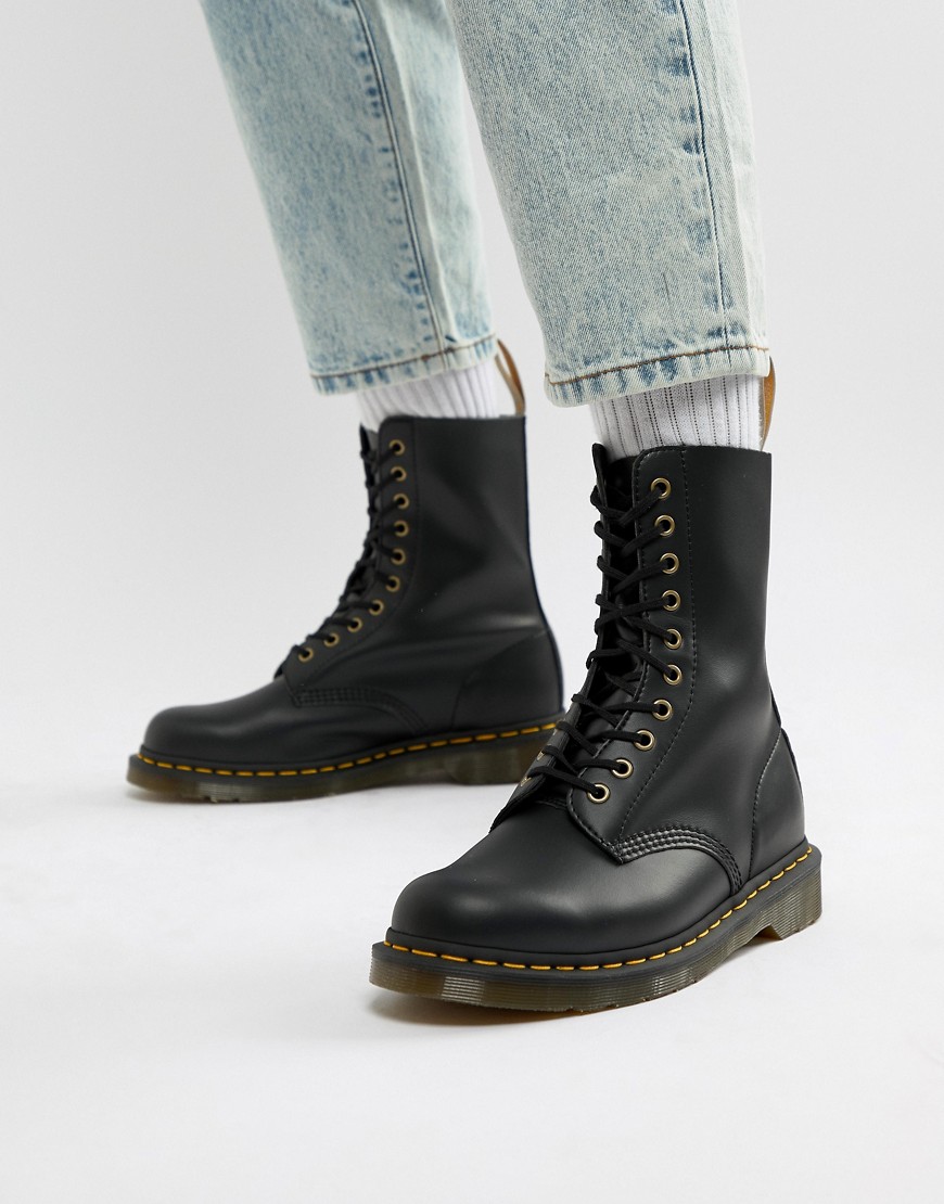 Dr Martens faux leather 1490 10-eye boots in black