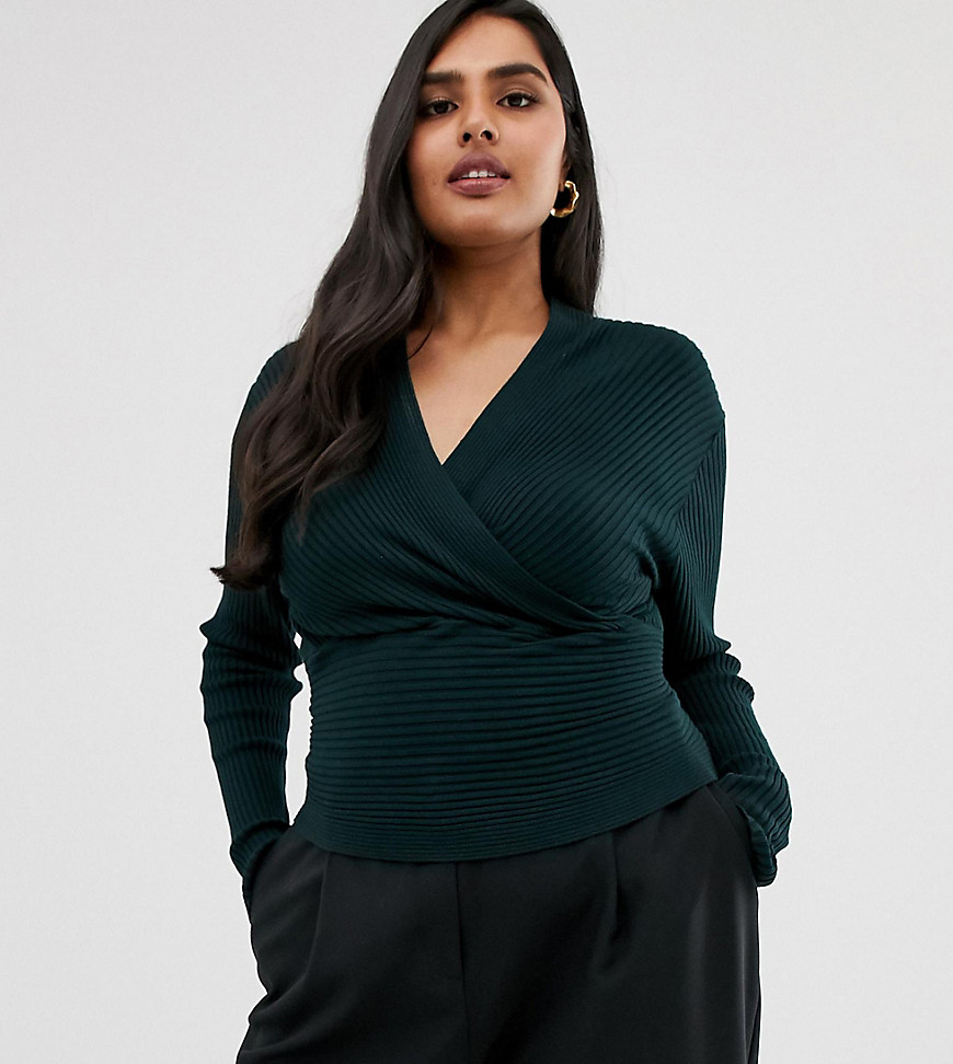 Oasis Curve wrap top in green