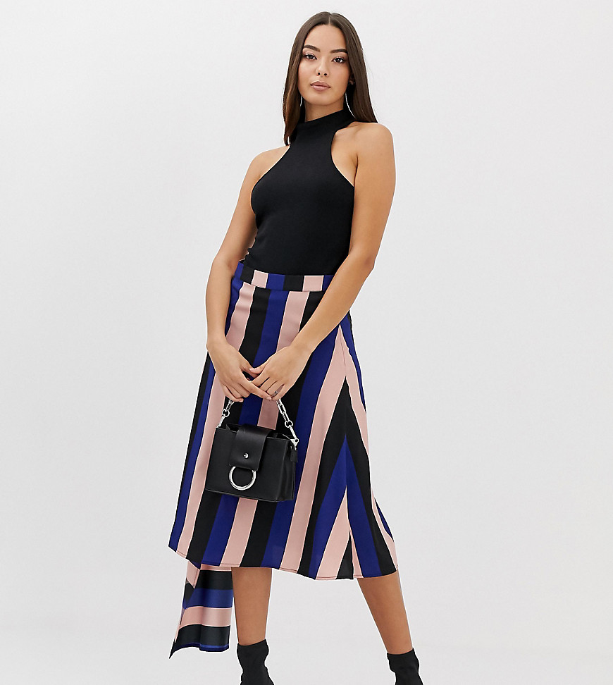 Boohoo exclusive midi skirt with contrast panels in stripe