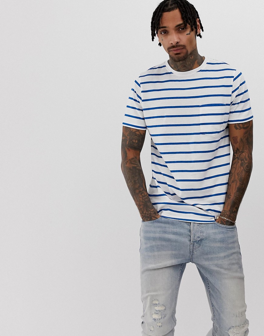 Another Influence fitted stripe curved hem t-shirt