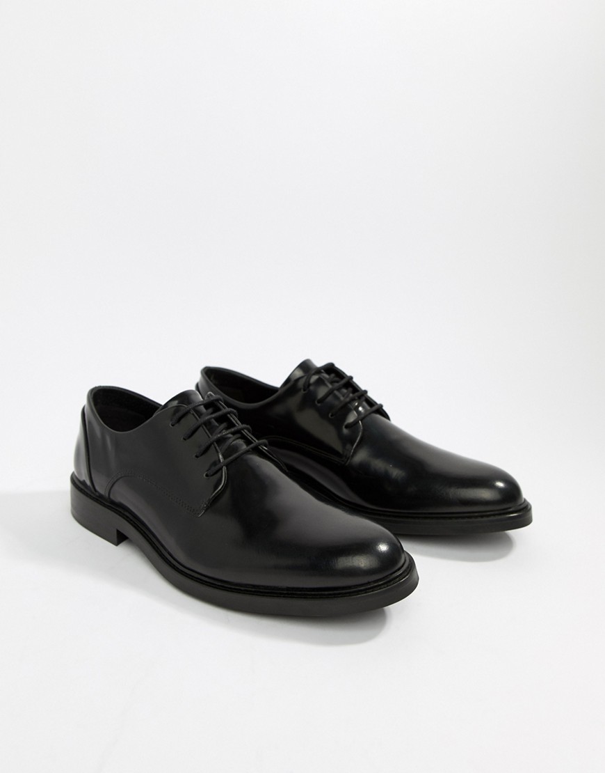 Zign chunky lace up shoes in black high shine
