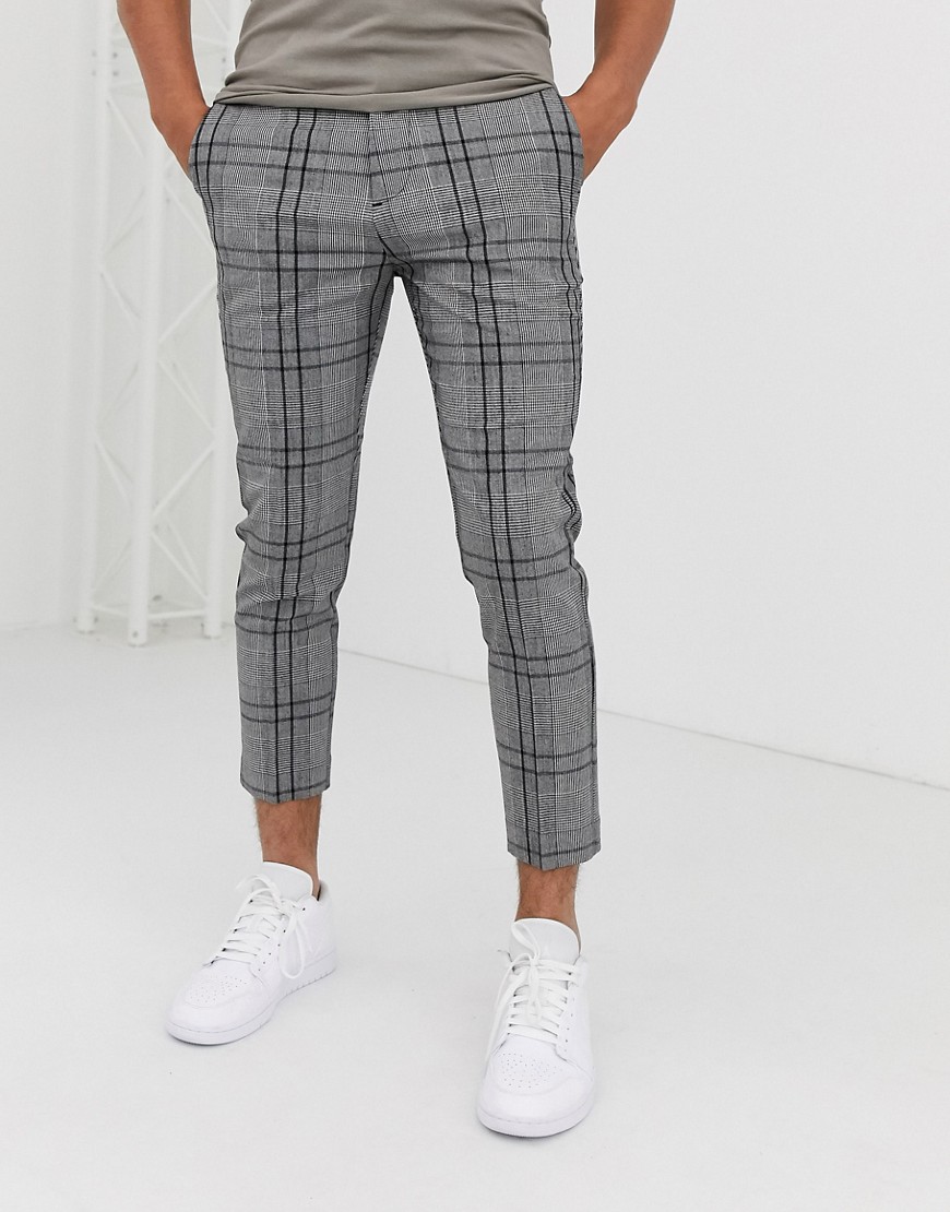 New Look skinny smart trousers in large scale grey check