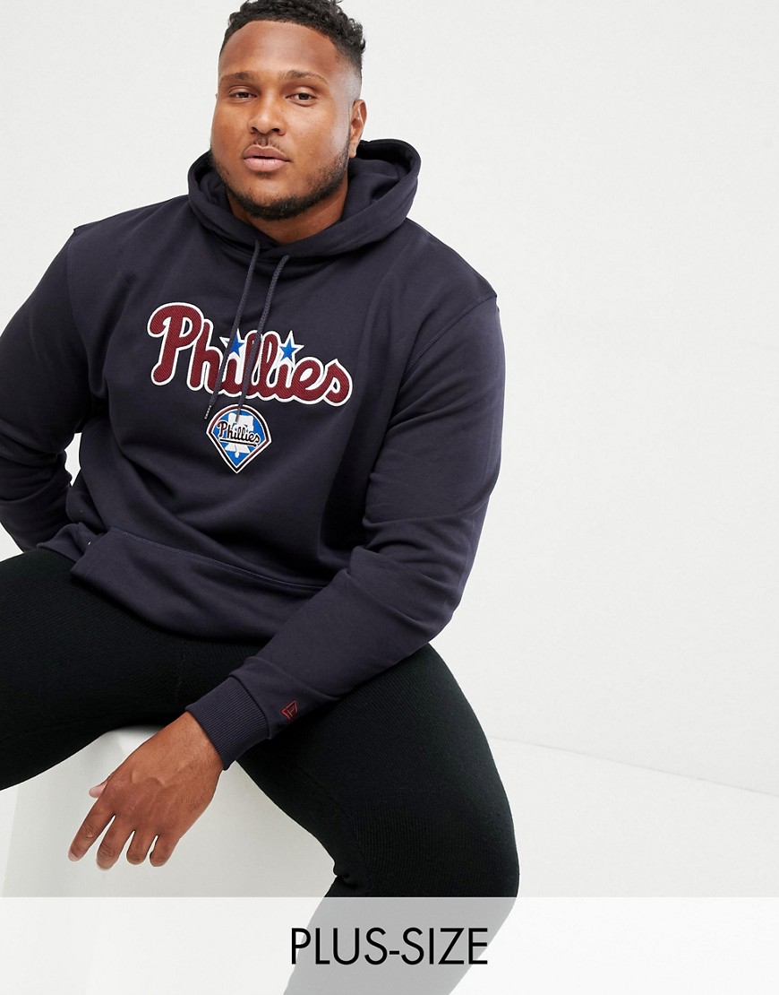 New Era Plus MLB Philadelphia Phillies Hoodie With Woven Team Badge In Navy