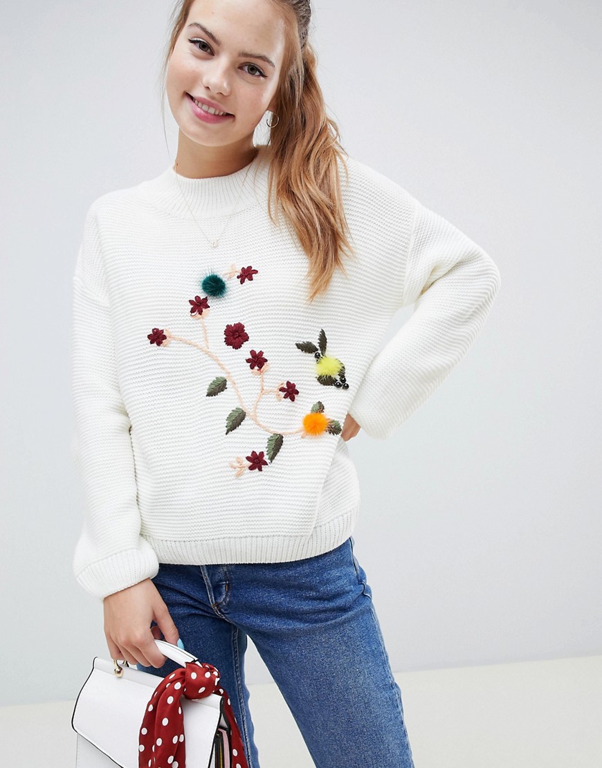 Wild Flower Jumper With 3D Floral Embroidery