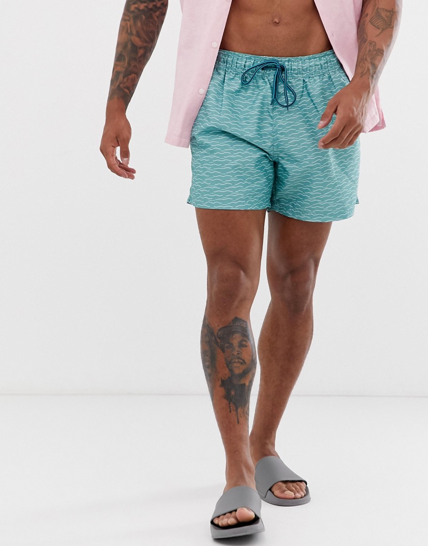 Ben Sherman swim shorts in turquoise wave print
