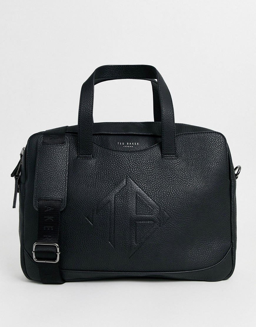 Ted Baker Peng embossed logo laptop bag in black