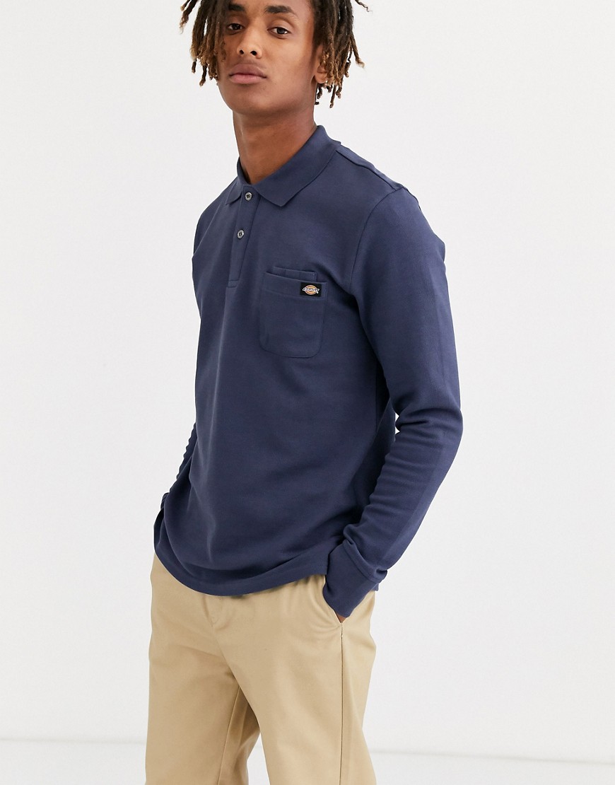 Dickies Canmer long sleeve polo shirt in navy