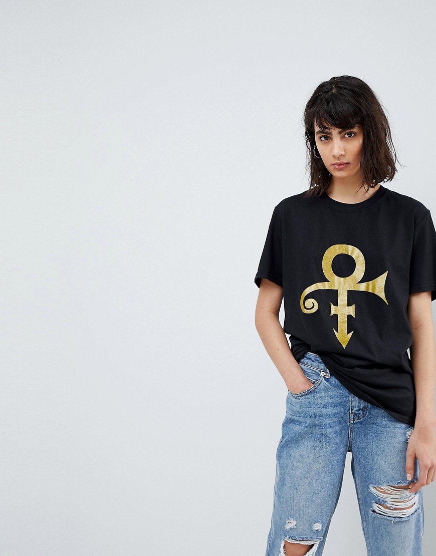 Prince Oversized T-Shirt With Graphic Symbol - Black