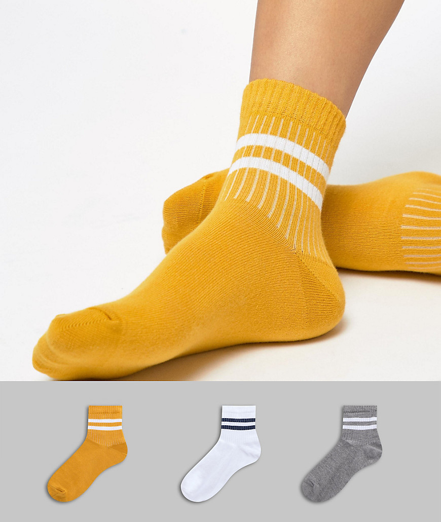 ASOS DESIGN 3 pack stripe ankle socks