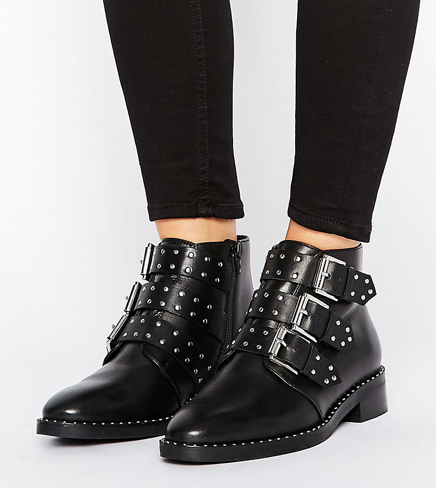 studded ankle boots in black