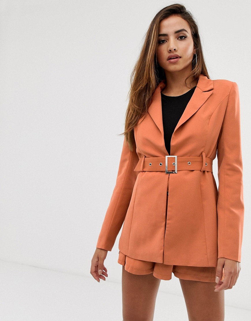 Missguided belted blazer co-ord in orange