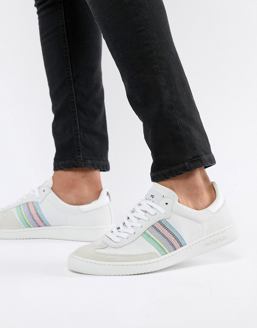PS Paul Smith Yuki Suede Trainer With Stripe Detail In Off White - White