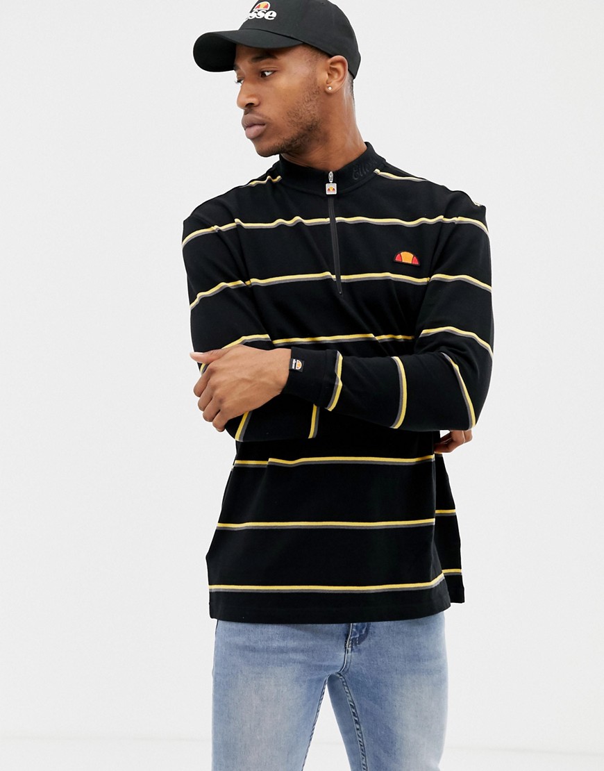 ellesse Bonsi Striped 1/4 Zip Sweatshirt In Black