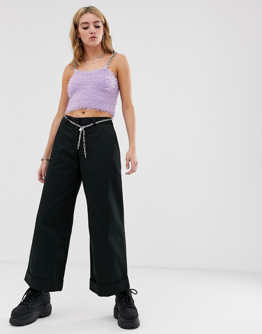 The Ragged Priest wide leg trousers with chain detail