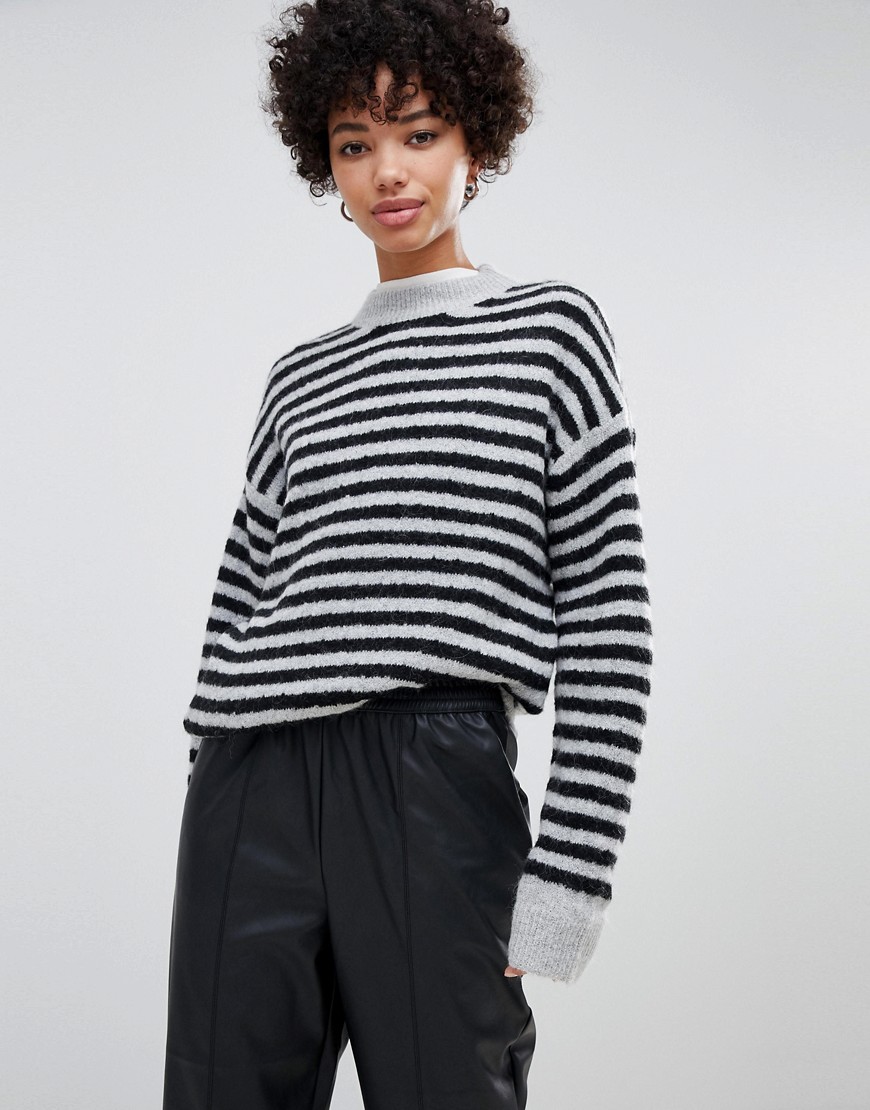 Moss Copenhagen knitted jumper in contrast stripe - Black stripe