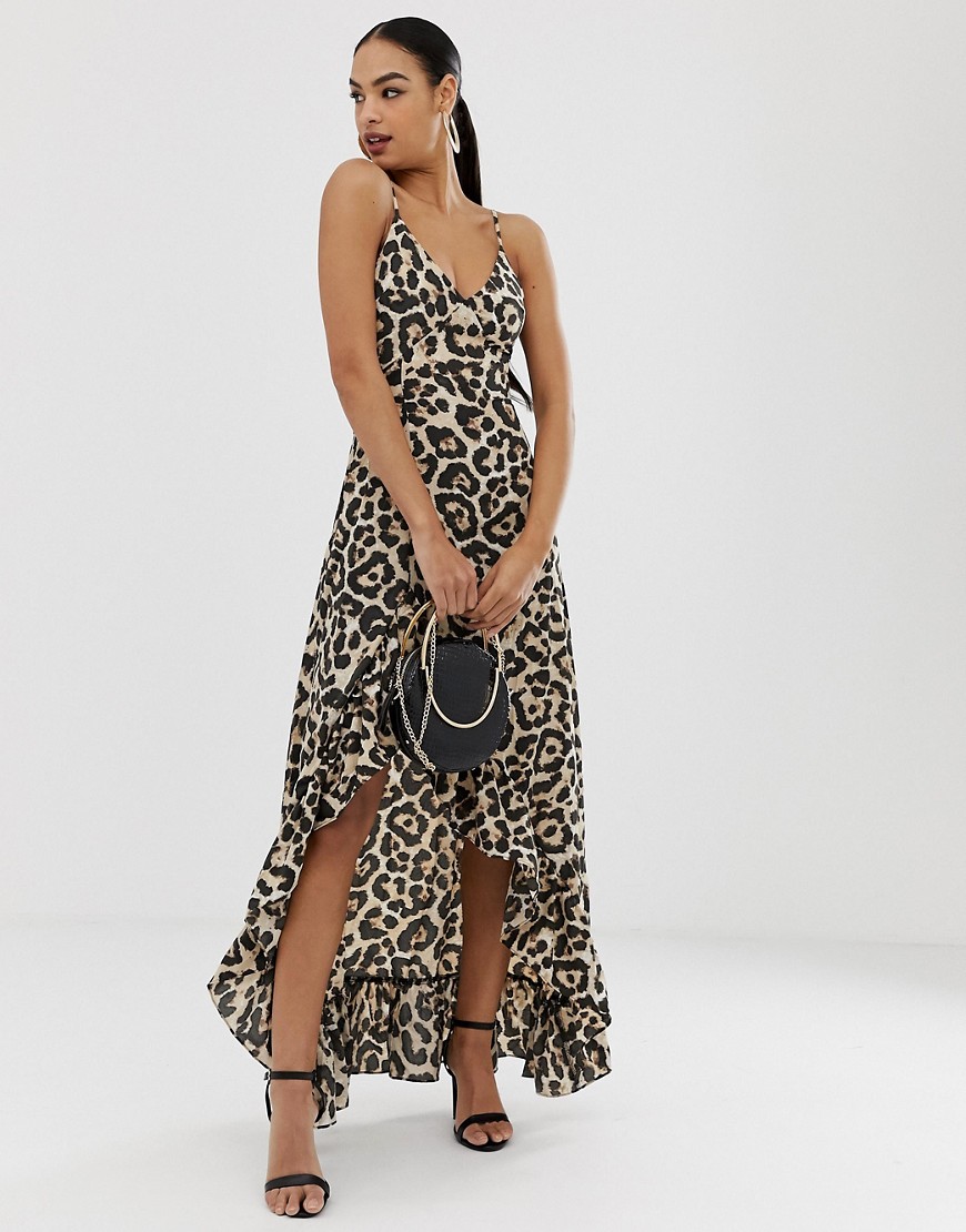 In The Style leopard frill hem maxi dress