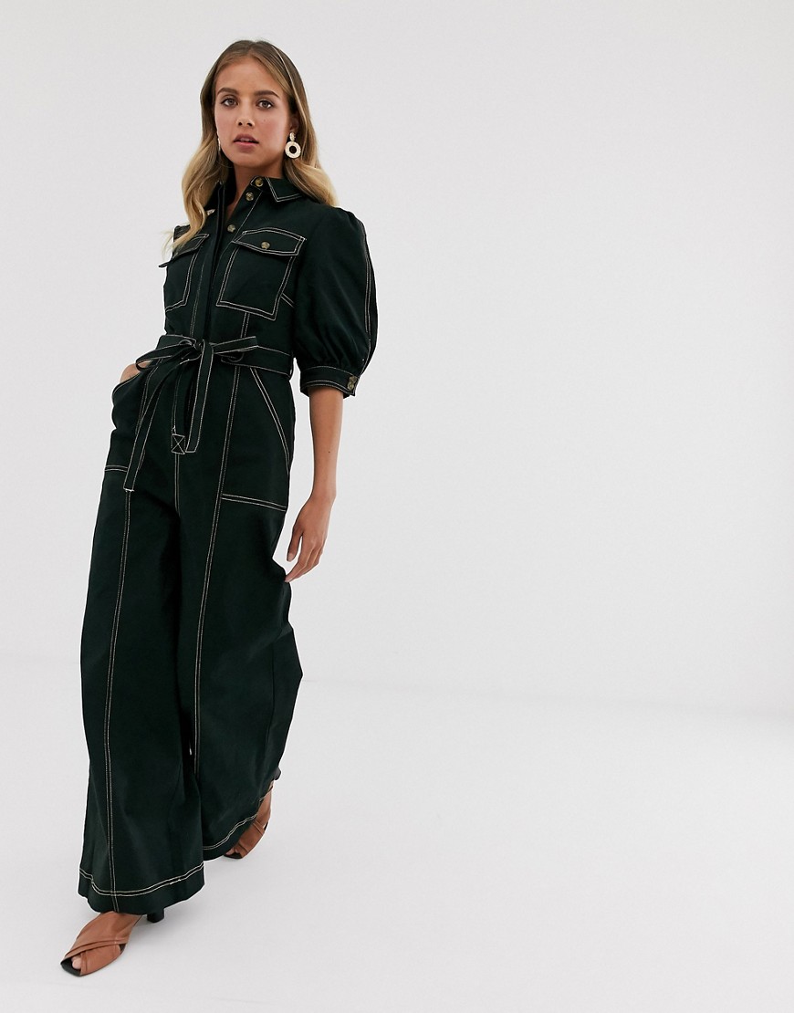 The East Order Junee wide leg jumpsuit with contrast stitching