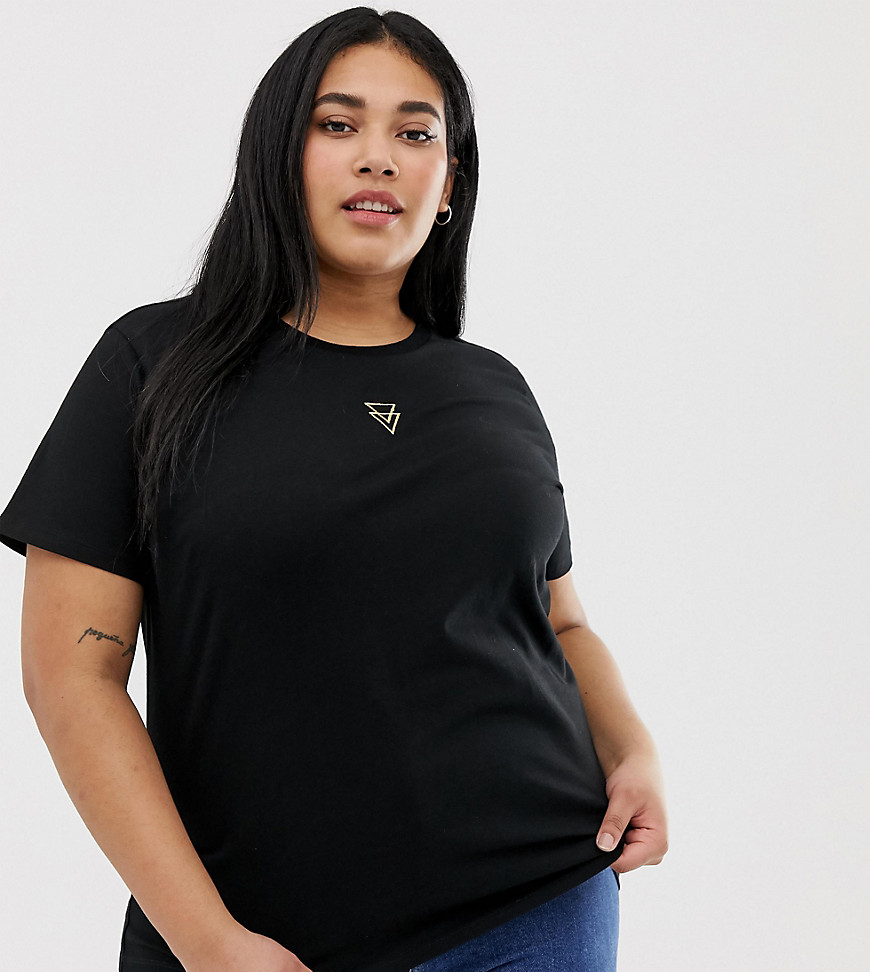 ASOS DESIGN Curve t-shirt with triangle logo in metallic embroidery