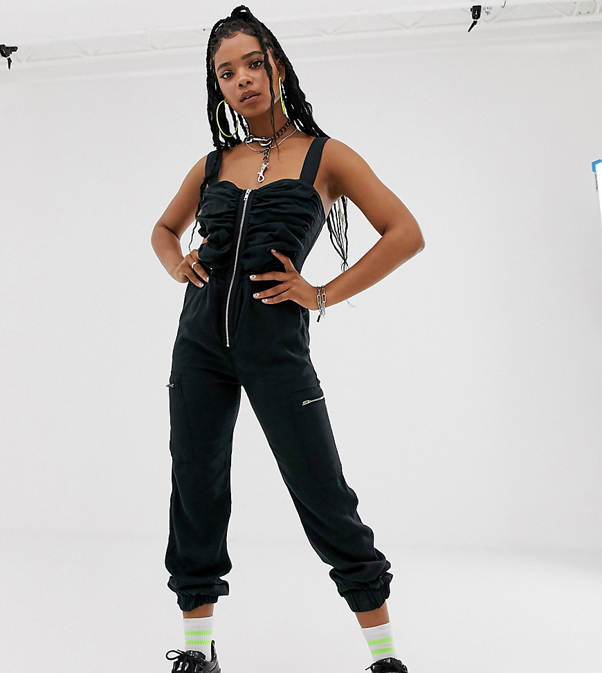 COLLUSION utility ruched cuffed jumpsuit