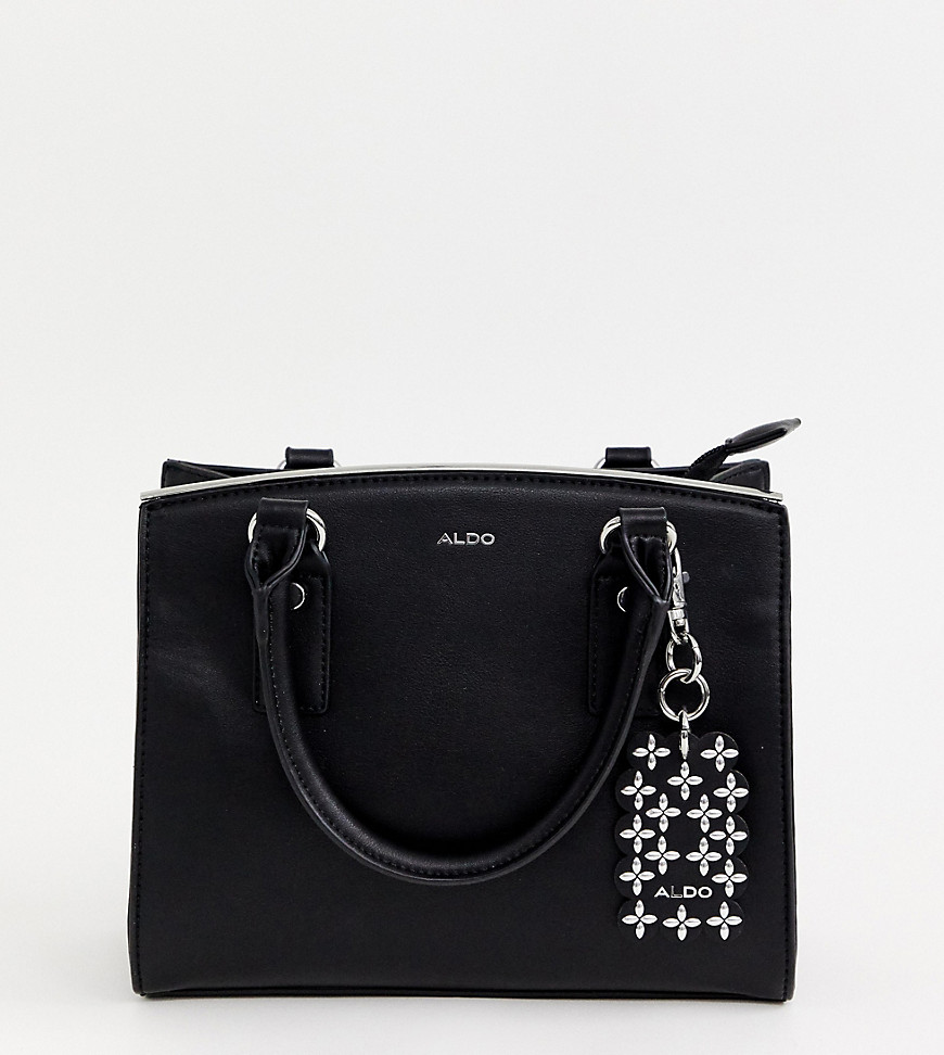 ALDO black minimal structured tote bag