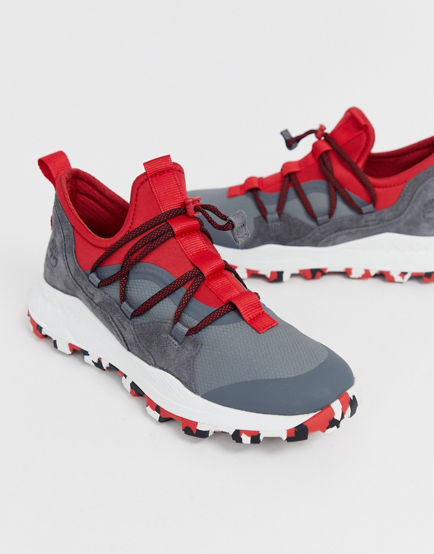 Timberland Brooklyn hiker trainers in grey and red
