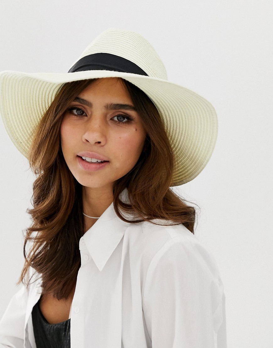 French Connection straw panama style hat with band