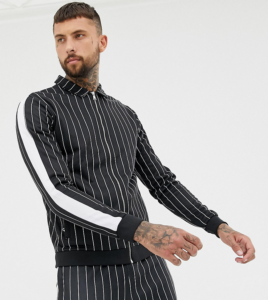 Mauvais muscle jacket in stripe with side stripe
