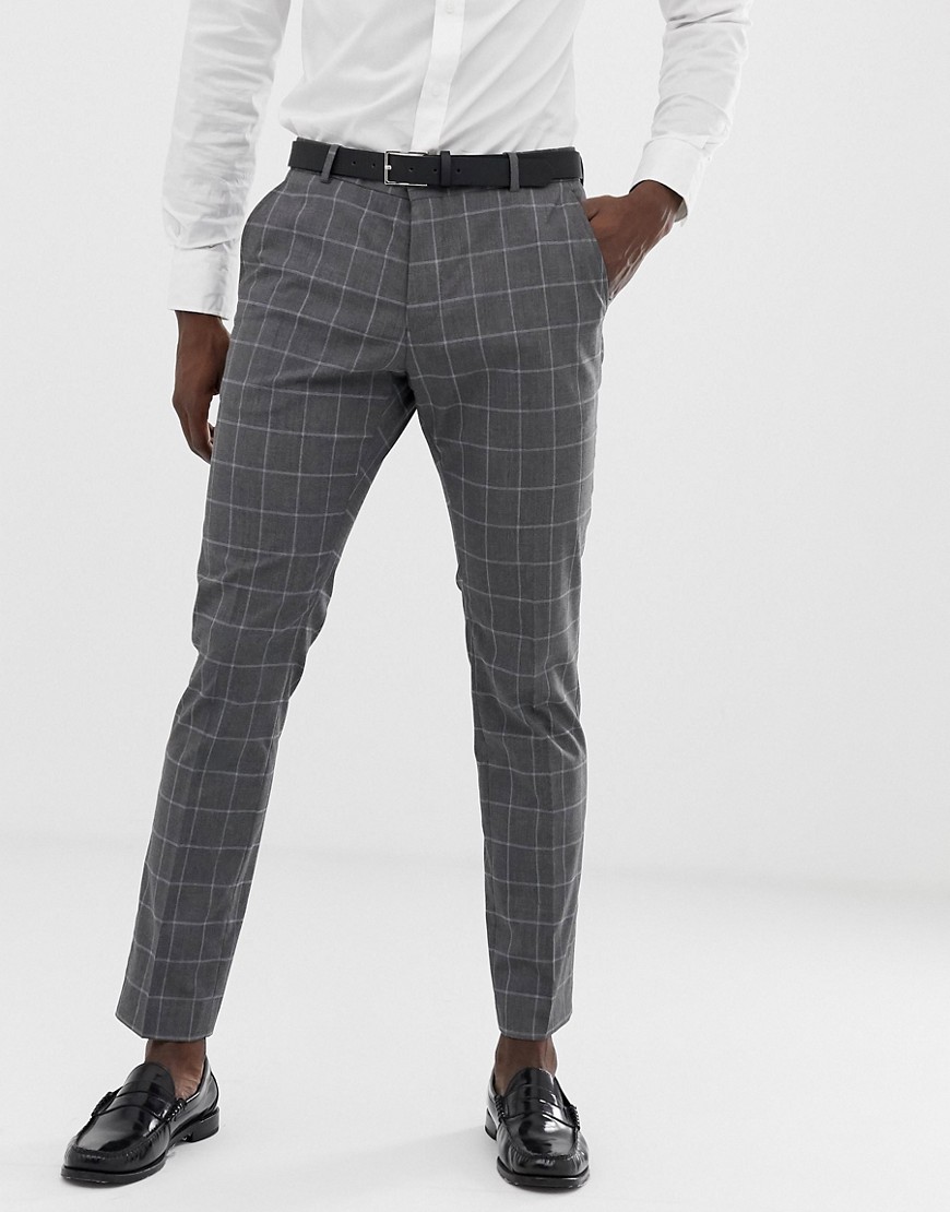 Selected Homme slim suit trouser in grey grid check