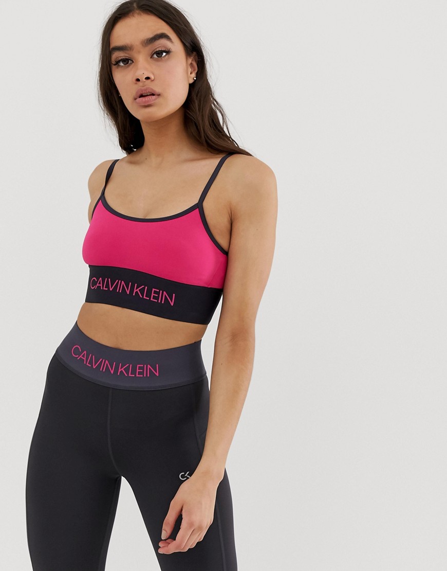Calvin Klein Performance logo sports bra in cabaret pink