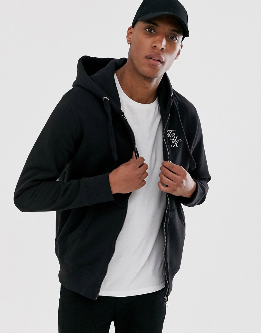 French Connection logo hooded zip through