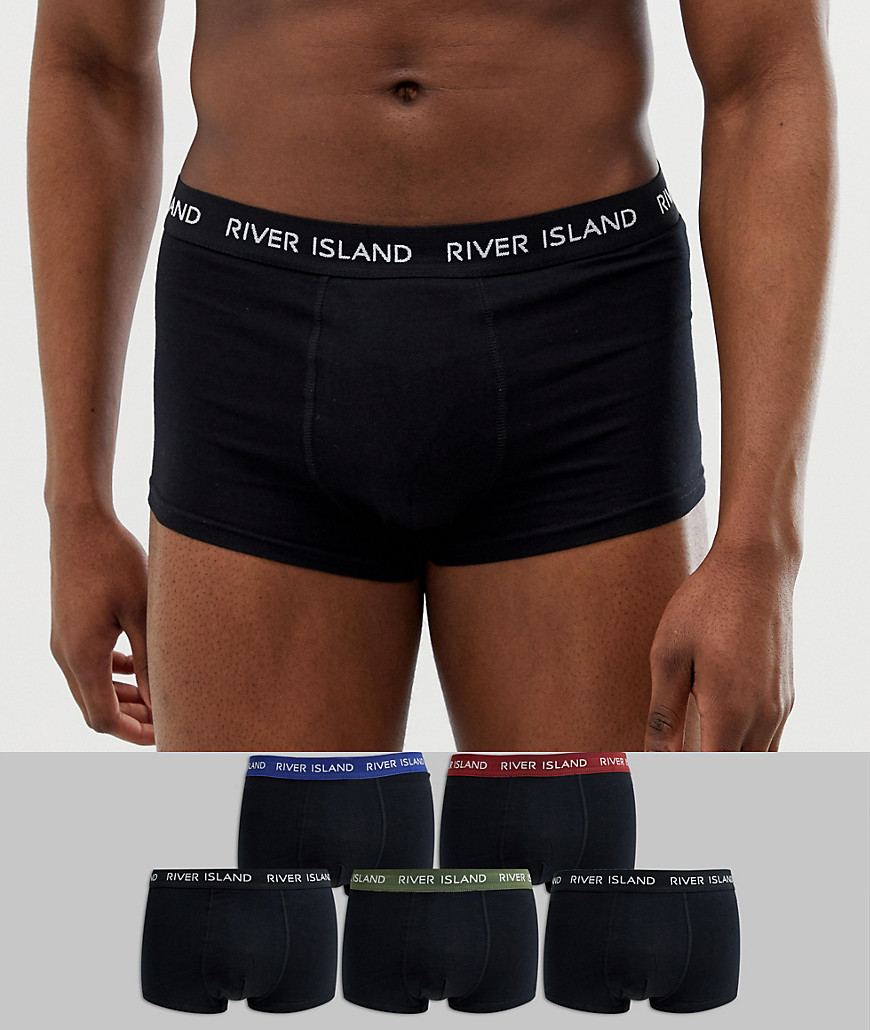 River Island hipsters with colour logo band in black 5 pack