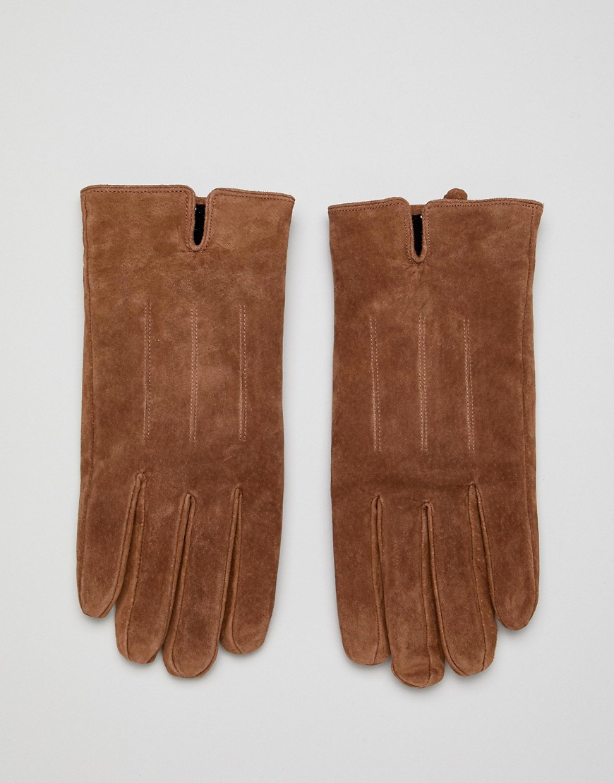 Barneys Suede Gloves In Brown