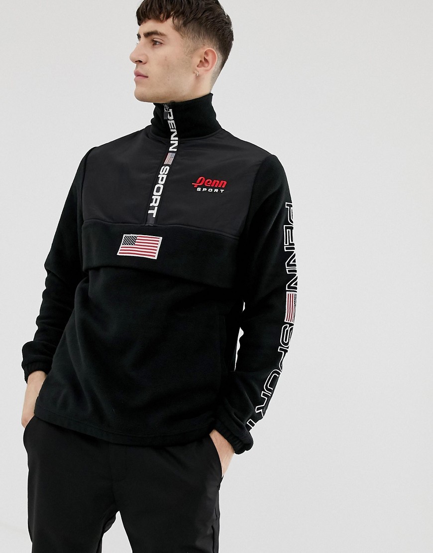 Penn Sport Track Jacket In Black With Logo Side Stripe