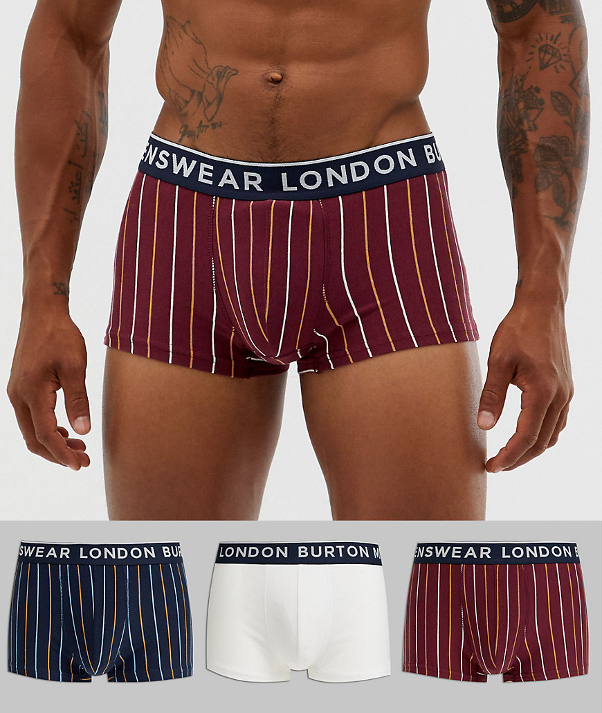 Burton Menswear underwear in vertical stripe 3 pack