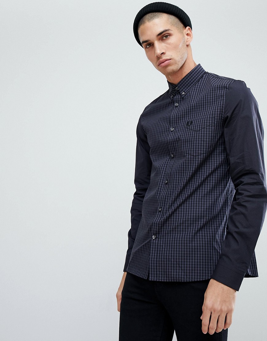 Fred Perry Tonal Gingham Shirt In Black