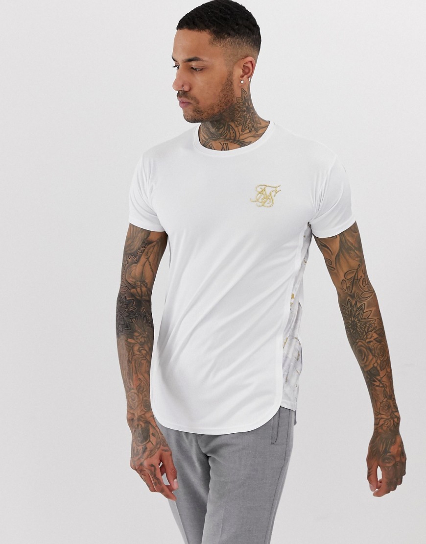 SikSilk t-shirt in with white marble print