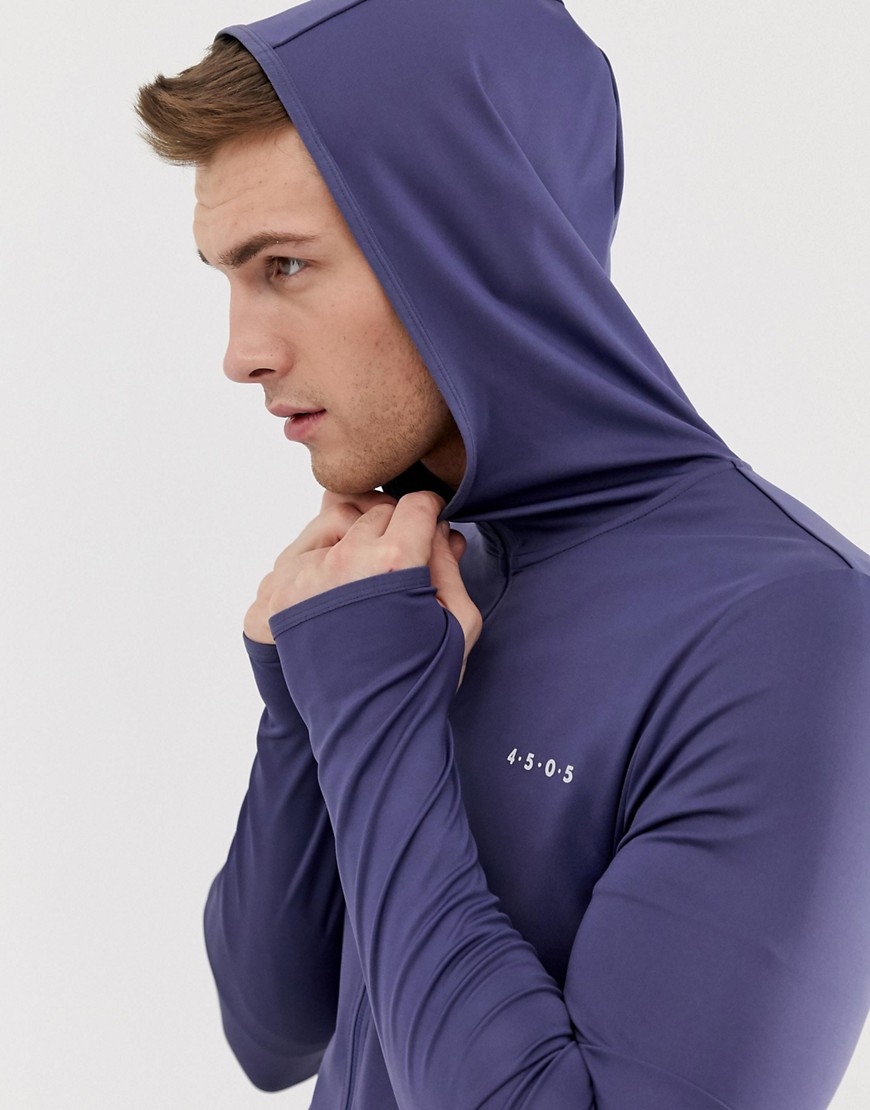 ASOS 4505 muscle training hoodie with quick dry in slate blue