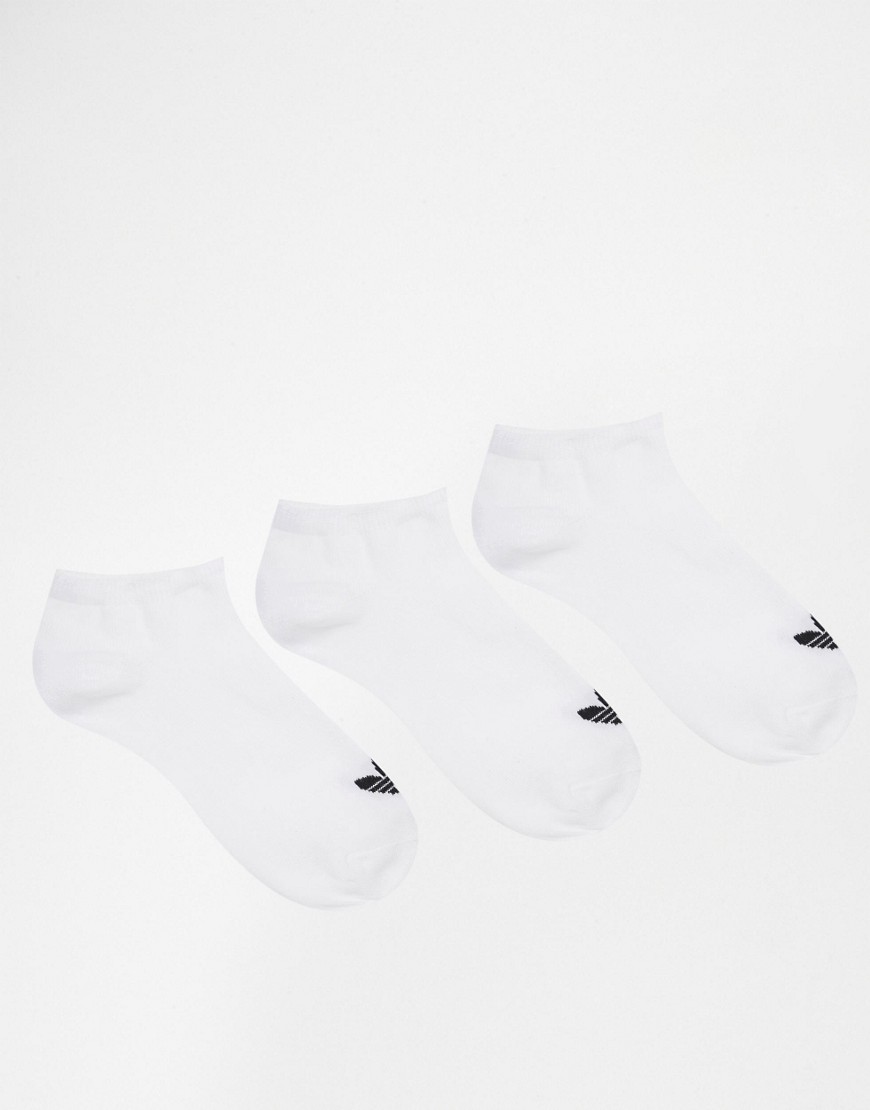 adidas Originals 3 Pack White Trefoil Liner Socks