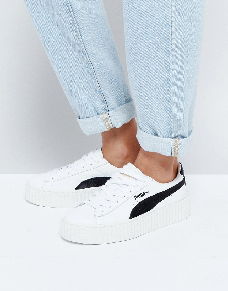 Puma X Fenty Creepers In Crackled Leather - White
